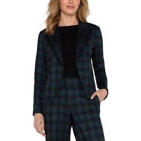 Liverpool Women's Open Front Blazer Tartan Plaid Knit
