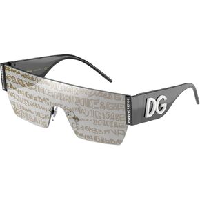 Dolce & Gabbana Men's Round Fashion Sunglasses, Black/Grey Silver/Gold Graffiti, One Size