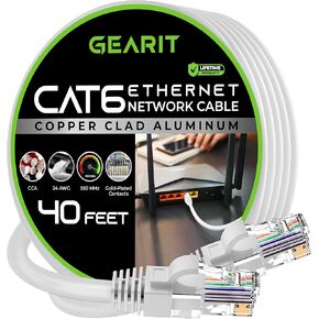 GearIT Cat 6 Ethernet Cable CCA (100 feet) LAN Network Cord, UTP, Internet, Network Cable - Supports Cat6 / Cat5e / Cat5 Network Standard - Blue, 100ft