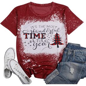 Christmas Buffalo Plaid Shirt Womens It's The Most Wonderful Time of The Year Shirt Merry Christmas Short Sleeve Shirt