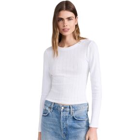 perfectwhitetee Women's Leah Pointelle Long Sleeve Top