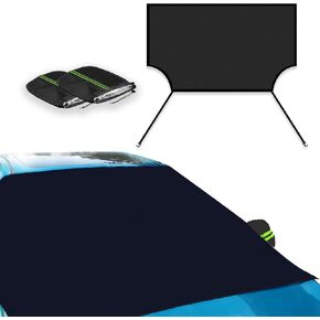 ASUBHA Windshield Cover for Ice and Snow, Windshield Snow Cover, Waterproof, Windproof Winter Frost and Ice Removal Sunshade with Side Mirror Covers, Universal Car Accessories Fits for Most Car