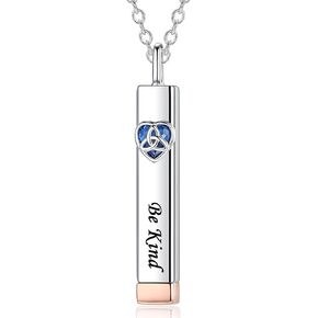 Be Kind of A B Necklace: 925 Sterling Silver Hidden Message Necklace for Women-3D Vertical Bar Pendant Best Friends Sisters Friendship Sorority Jewelry Gifts