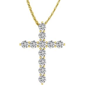 IGI Certified LAB-GROWN Cross Diamond Pendant Necklace 4 Prong Value Collection (G-H Color VS1-VS2 Clarity)
