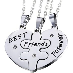 OIDEA Stainless Steel Friendship Best Friends Forever Messages Puzzle Necklaces for Mother's Day Gifts,with Chains Included