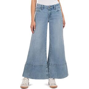 KUT from the Kloth Women's Goldie Mid-Rise Super Flare-Wide Hem with Slit in Famous