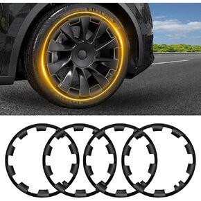 Wheel Covers for Tesla Model Y 19 Inch, ABS Hubcaps Set of 4 Rim Protector Gemini Hub Caps Replacement Matte Black Compatible with Tesla Model Y 2024 2023 2022 2021