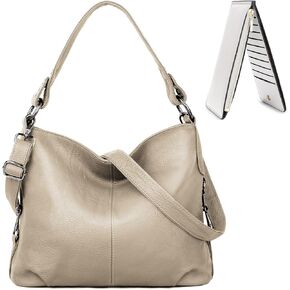 YALUXE Bundle Real Leather Handbag Purse and RFID PU Leather Wallets for Women