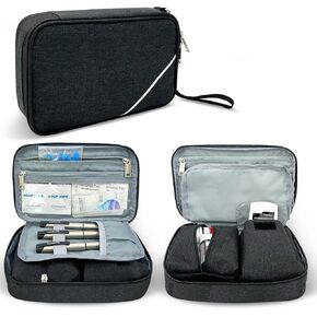 Diabetic Supplies Travel Case, Diabetes Storage Bag for Glucose Meter, Insulin Pen, Blood Sugar Test Strips, Syringe, Needles and More Kits (Bag Only)