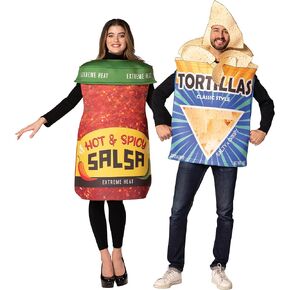 Rasta Imposta Tortilla Nacho Chips and Hot-n-Spicy Salsa Couples Costume Set, Unisex Mens Womens, Adult One Size