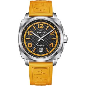 marvin Swiss Mens Watches Automatic Mechanical Watch for Men with Rubber Strap,50M Waterproof,42MM Sapphire Glass Black Dial Luxury Men's Wrist Watches