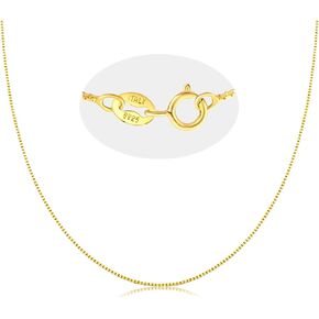 925 Sterling Silver Box Chain For Women, 18K Gold Plated, 0.8mm Thin Box Necklace Chain, 16",18",20",22",24" Lengths