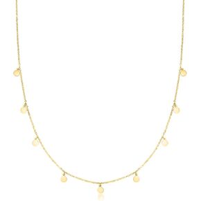 Canaria Italian 10kt Yellow Gold Mini Disc Station Necklace. 18 inches