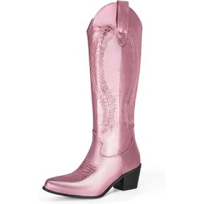 MUCCCUTE Cowboy Boots for Women Cowgirl Boots Knee High Western Tall Boots with Classic Embroidered Pointed Toe Pull On Chunky Heel