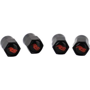 XDG 4Pcs Car Tire Covers Rustproof Metal Chrome Valve Stem Air Caps Set for GM Series RS Logo Camaro Styling Decoration Accessories Black