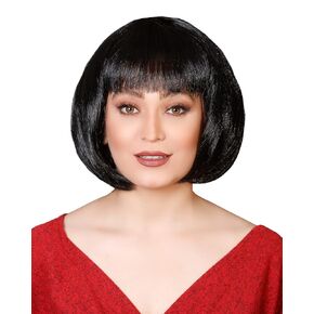 Matissa Short Straight 10" Bob Wig with Bangs Synthetic Fancy Dress Costume Halloween Party (Yellow)