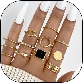 Rrdaily Gold Boho Knuckle Rings Set For Teen Girls Vintage Love Pearl Stackable Dainty Joint Finger Sparkling Dainty Simple Trendy Cross Twist Designs Ring Pack in Kuwait
