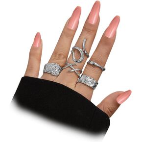 Chunky Stackable Gold Knuckle Ring Set for Women Fashion Twisted Open Statement Rings Boho Silver Joint Finger Thumb Rings Jewelry Gifts