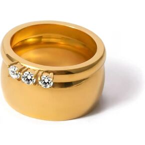 Chunky Gold Stacking Rings for Women Non Tarnish Statement Band Ring 18K Gold Plated Rings