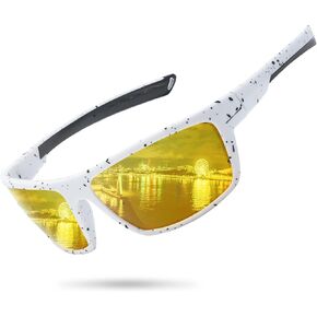LVIOE Sports Night Vision Glasses for Driving Men Women Wraparound Polarized Night Driving Glasses Yellow Anti Glare N3071