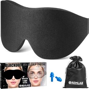Sleep Mask Sleeping Blindfold, Light Blocking 3D Design Blackout Eye Masks for Women and Men, Soft Cooling Eye Covers for Night and Travel, Eyemask Eyelash Extensions Cover (Blackout Black)