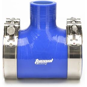 3" (76mm), Spout ID 1.38" (35mm), T-Piece 3 Way Silicone Coupler T Shape Tube 4-Ply Reinforced T Hose Tee Adapter (Blue, 76mmx35mm)