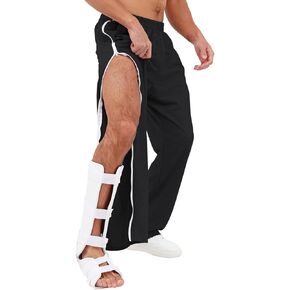 Tearway Mens Post Surgery Pants 2 Side Zippers Basketball Sweatpants Tear Way Pants Bedridden Patient Clothing