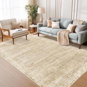 zesthome Washable Rug 8x10, Modern Abstract Rugs for Living Room, Ultra Soft 8x10 Area Rugs, Stain Resistant Rugs for Bedroom, Ultra-Thin Large Rug Foldable (Beige, 8'x10')
