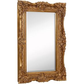 Hamilton Hills 24" x 36" Baroque Gold Framed Glass Rectangular Mirror| Large Ornate Baroque Frame Mirror| Aged Luxury | Elegant Wall Piece| Vanity, Bedroom, or Bathroom | Hangs Horizontal or Vertical