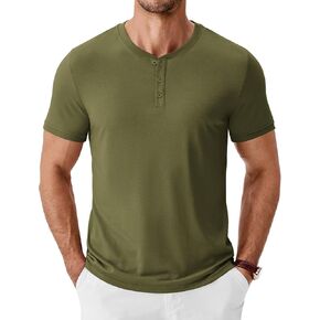 COOFANDY Men's Henley Shirts Short Sleeve Casual Summer Basic Tee Solid Button T-Shirts