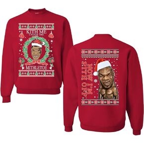 wild custom apparel Mike Tyson Kith Me Under The Mithletoe Ugly Christmas Sweater Crewneck Sweatshirt