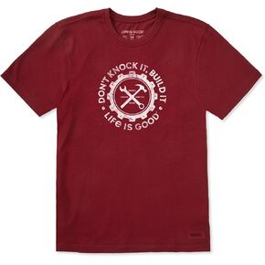 تي شيرت رجالي من Life is Good، تي شيرت برسومات قطنية بأكمام قصيرة، Build It in Kuwait