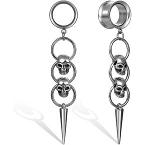 1 pair ear weights DIY Dangle Ear Plugs Tunnels Daily 316 Stainless Steel Ear Gauges Expander Stretcher Piercing Body Silver Jewelry 0g-5/8 8mm-16mm