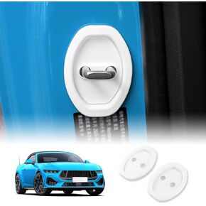 KUNGKIC for Ford Mustang 2024 2025 Door Lock Cover Silicone Buckle Decor Trim Exterior Accessories (Black)