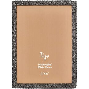 TIZO Design Jeweled Picture Frame, Metal Base with Genuine Crystal Accents, (5x7, Silver)