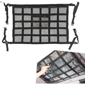 Car Ceiling Cargo Net Pocket, Car Ceiling Cargo Net for Camping Travel, Universal Heavy Duty Automotive Roof Storage Accessories for Truck SUV Car (Black)
