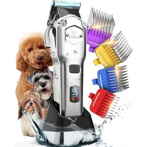 oneisall Dog Clippers for Grooming Professional,Cordless/Rechargeable Dog Grooming Kit with Detachable Metal Combs, Low Noise Heavy-Duty Dog Clippers for Thick/Curly/Fine/Wavy Hair