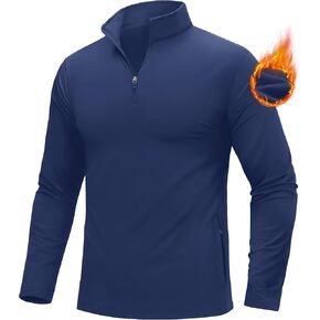 MAGCOMSEN Mens Quarter Zip Pullover Jacket Fleece Lined Golf Water Resistant Warm Sweatshirt 2 Zipper Pockets Winter