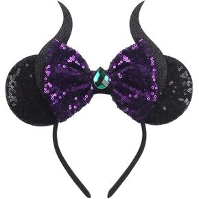 MADO Devil Horns Headband, Black Mouse Ears for Women Girls, Halloween Ears, Princess hair Accessories Decorations Party Cosplay hair Accessories for Girls