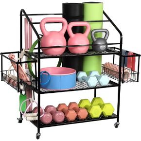 Houseables Weight Rack for Home Gym, Home Gym Storage Rack, 39"x16", 200LB Capacity, Metal, Dumbbell Rack, Workout Equipment Storage, Yoga Mat Stand, Organizer for Dumbbells, Weights, Kettlebell
