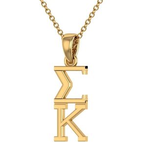 Sigma Kappa Vertical Yellow Gold Plated Sterling Silver with 18" Chain