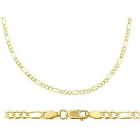 14k Solid Yellow Gold Figaro Chain Necklace 2.5mm 18"