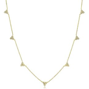 1/3 Carat Natural Diamond 3 Stone Necklace for Women - 14k White or Yellow Gold Station Necklace for Her (G-H, I1-I2, 0.30 cttw) 18 Inch Adjustable Chain Necklace - Spring Ring