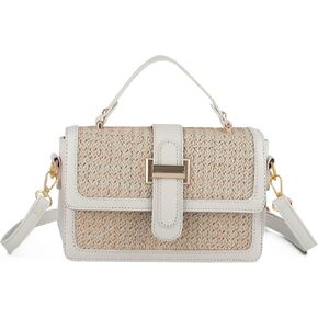 محافظ من القش للنساء من Fecialy حقائب كروس من القش حقيبة يد للشاطئ محفظة من القش للصيف حقيبة كتف منسوجة in Kuwait