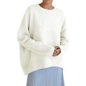Women's Oversized Sweaters Crewneck Knitted Pullover Sweater Long Sleeve Casual Top 2024 Fall Winter Trendy Outfits