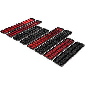 TEKTON 1/4, 3/8, 1/2 Inch Drive Socket Rail and Tray Set (196-Tool) | OST97902 | Made in USA