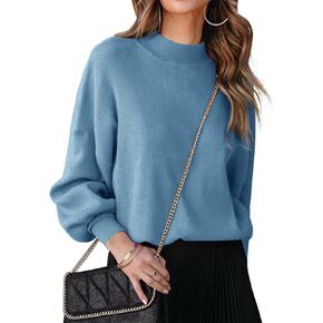 Turtleneck Oversized Sweaters for Women Batwing Long Sleeve Fall Ribbed Knit Pullover Casual Sweater Tunic Tops