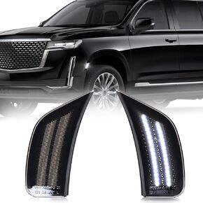 Smoked Lens LED Side Marker Lights for 2021-2024 Yukon/Denali/Tahoe/Escalade/Suburban/Escalade ESV White Front Turn Signal Lamps, 2PCS