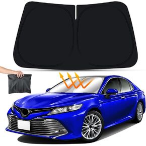 Car Sun Shade for Toyota Camry 2018 2019 2020 2021 2022 2023 2024 and Camry Hybrid 18-24 Auto Interior Accessories Windshield Sunshade Foldable Insulation Protector Window Curtains Cover Visor