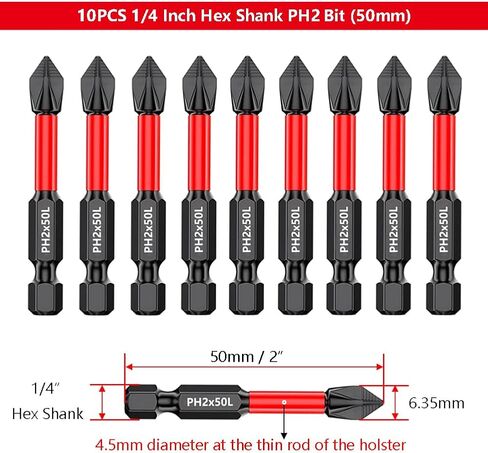 20PCS 1/4 Inch Hex Shank Magnetic Phillips Head Screwdriver Bits, S2 Alloy Steel Anti Slip Drill Bits for Electric Hand Screwdrivers Tool (PH2 x 25mm / 1") in Saudi Arabia